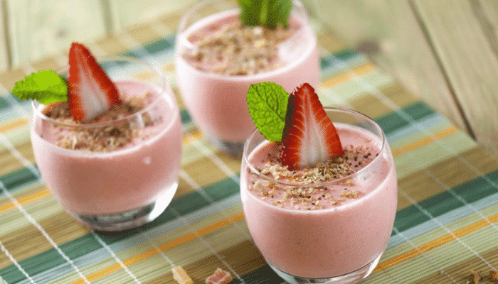 Mousse de Morango Com Cereais Crocantes