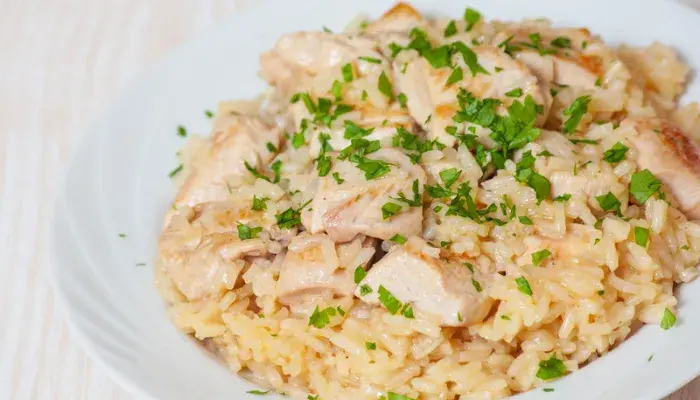 Risoto de frango defumado para fazer e saborear