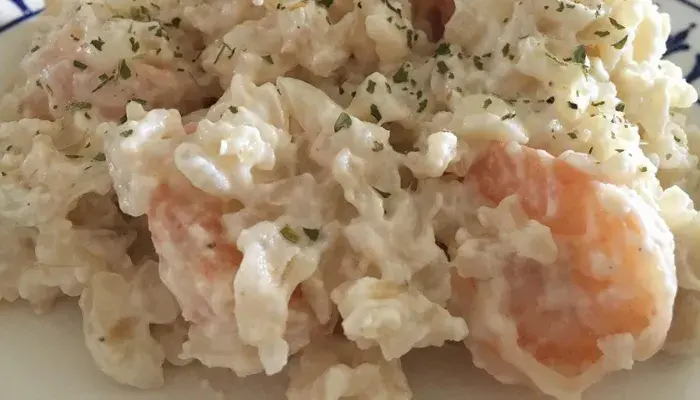 Arroz piamontese com camarão simples e sofisticado