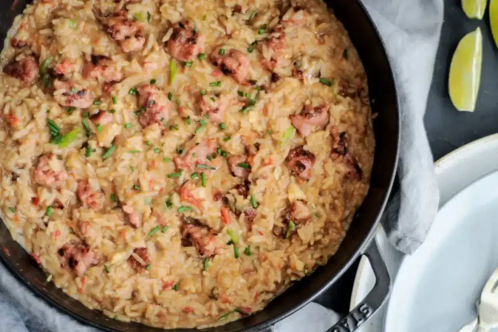 Arroz Caldoso com Linguiça Vem Aprender Agora Aqui - Receitas e Cozinha