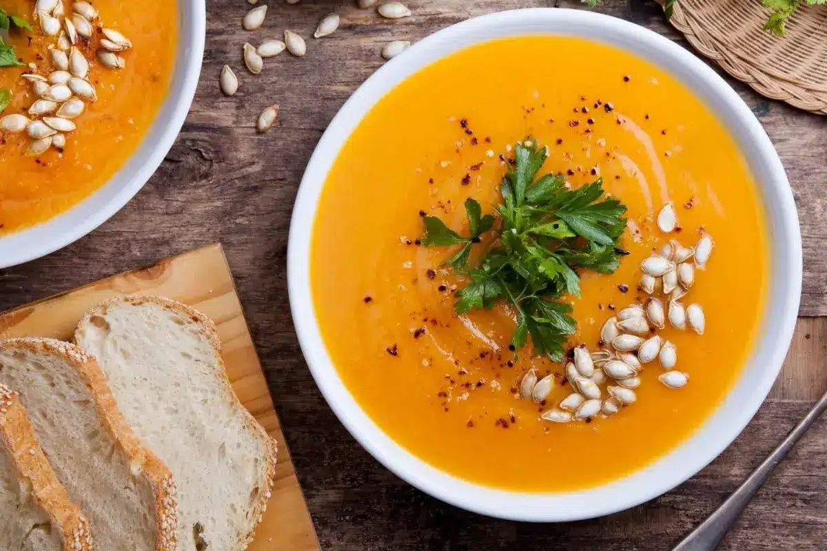 Sopa de Abóbora com Gengibre para se Aquecer no Frio