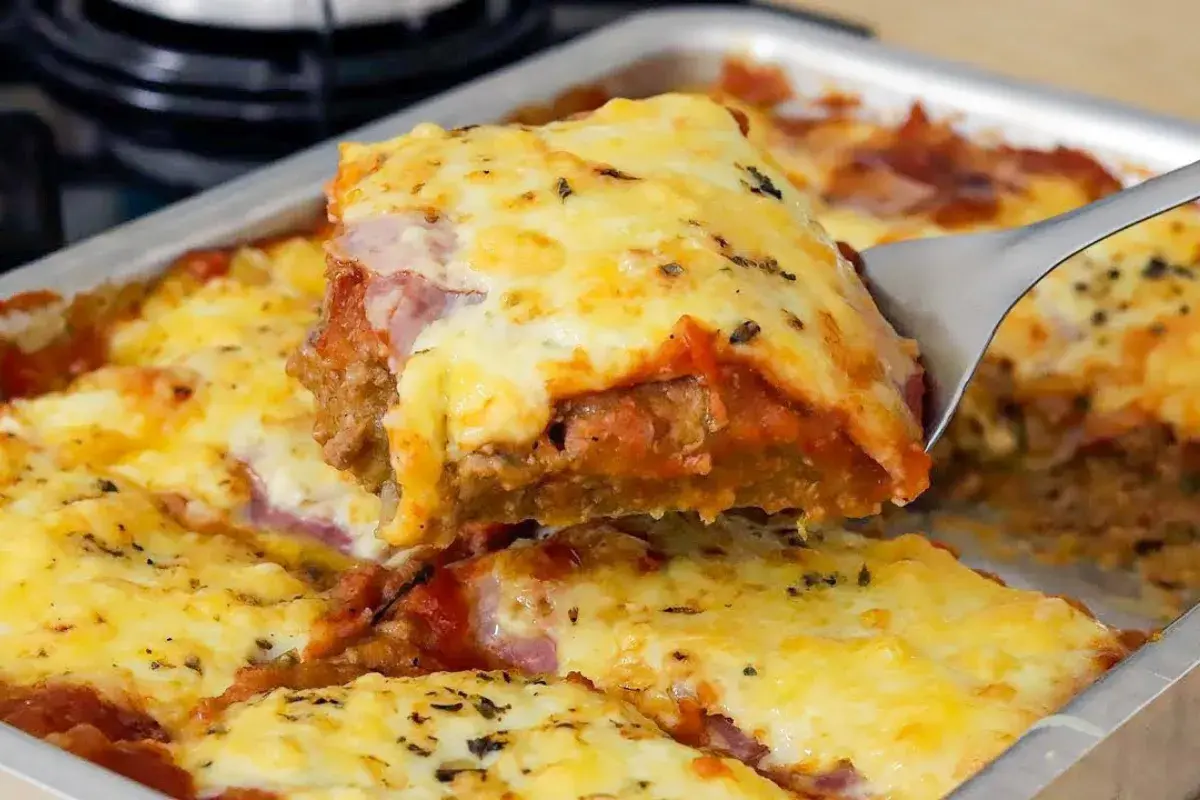 Carne Moída a Parmegiana com Queijo e Presunto